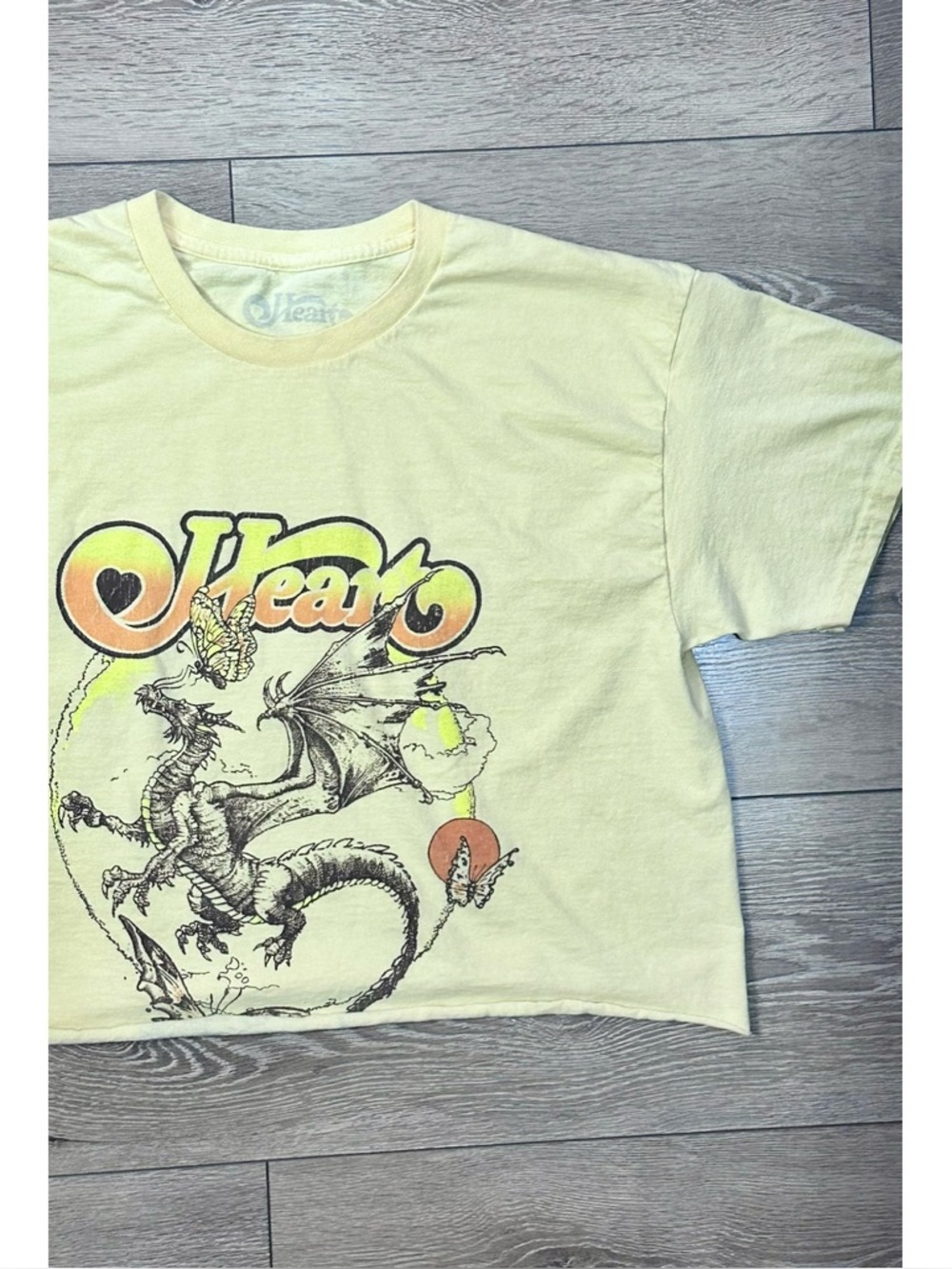 Heart 100% Cotton Cropped Short Sleeve Band Tee